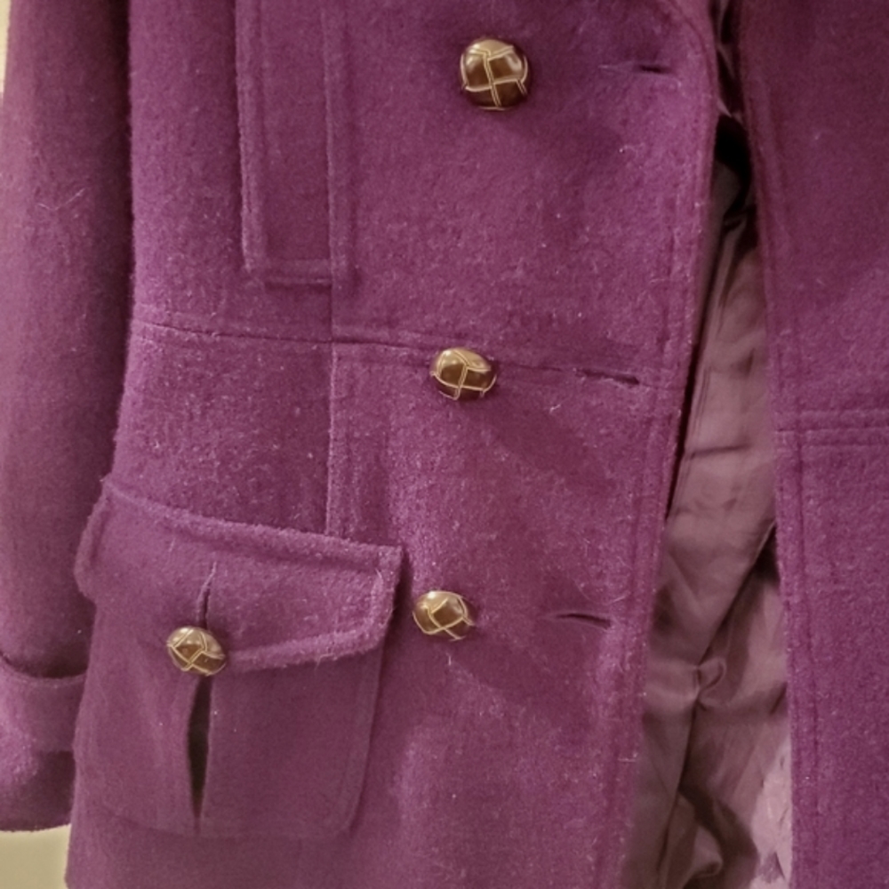 Purple pea coat, wool blend, size small from Aberdeen & Skye - Picture 4 of 11